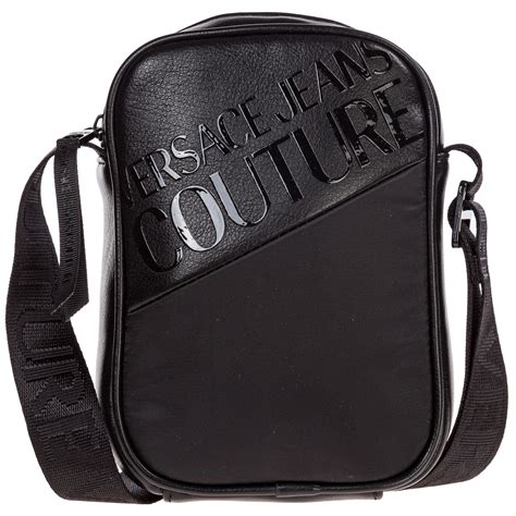 versace black icon messenger bag|versace shoulder bag men.